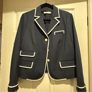 Tory Burch Dark Blue Blazer with White Accents